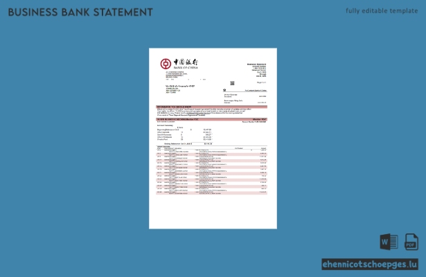 Beispielansicht eines Unternehmensberichts der Bank of China (Word- und PDF-Format)